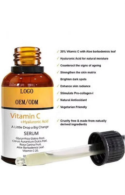 OEM Vitamin C Serum Hyaluronic Acid Liquid Formula Natural Skin Lightening Nourishing Brightening for Face Body