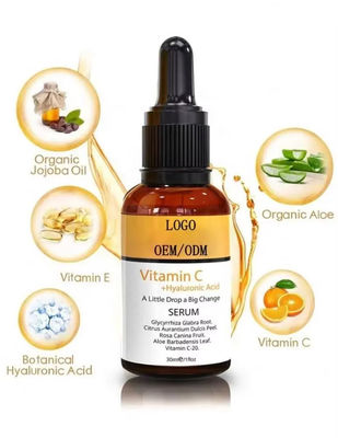 OEM Vitamin C Serum Hyaluronic Acid Liquid Formula Natural Skin Lightening Nourishing Brightening for Face Body