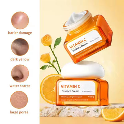 Custom Vegan Organic Vitamin C Face Cream 50g Whitening & Dark Spot Removal, ODM Cosmetic Factory