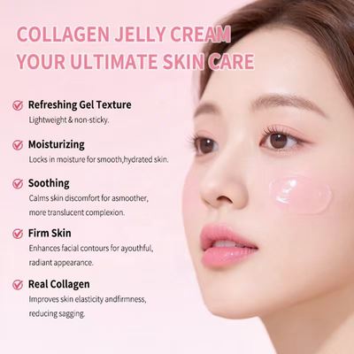 Customized PDRN Vegan Face Cream Organic Hydrating Firming Moisturizer Hyaluronic Acid Collagen Jelly Cream Vitamin E Olive Oil