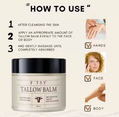 Private Label Skincare Natural Honey Tallow Beef Face Moisturizer Organic Vitamin E Moisturizing Tallow Balm Face Cream Lotion