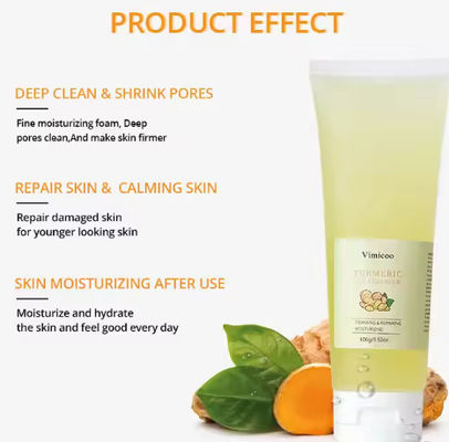 Tumeric Moisturizing Skin Care Face Wash Organic Turmeric Facial Wash Deep Cleansing Oil Control Turmeric Gel Cleanser