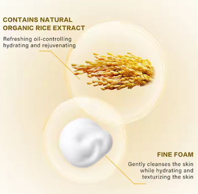 Natural Organic Rice Cleansing Foam Wash Deep Cleanse Facial Pore Soothing Moisturizing Anti Acne Exfoliating Face Cleanser