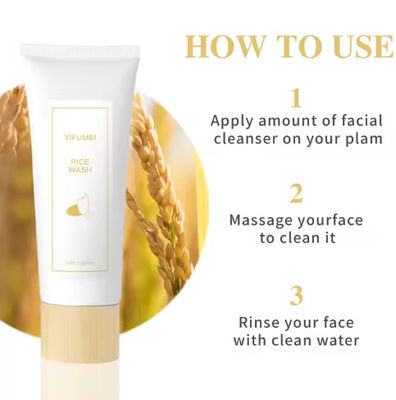 Natural Organic Rice Cleansing Foam Wash Deep Cleanse Facial Pore Soothing Moisturizing Anti Acne Exfoliating Face Cleanser