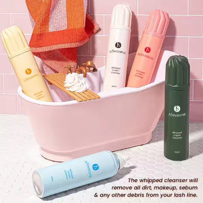 Private Label OEM Amino Acid Whipped Lash Shampoo Cleansing Foam Mousse Face Wash Makeup Remover Mousse Facial Cleanser