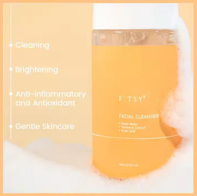 Custom Turmeric Facial Cleanser Foam Gentle Kojic Acid Refreshing Oil Control
