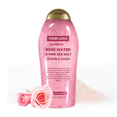 Soothing Body Scrub With Healing Rose Quartz Gentle Exfoliating Pink Sea Salt Rosewater