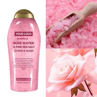 Soothing Body Scrub With Healing Rose Quartz Gentle Exfoliating Pink Sea Salt Rosewater