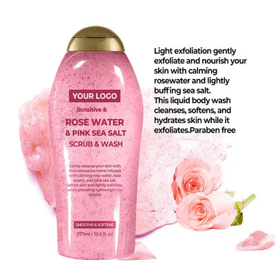 Soothing Body Scrub With Healing Rose Quartz Gentle Exfoliating Pink Sea Salt Rosewater